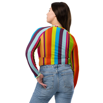 Candy Stripe Recycled long-sleeve crop top