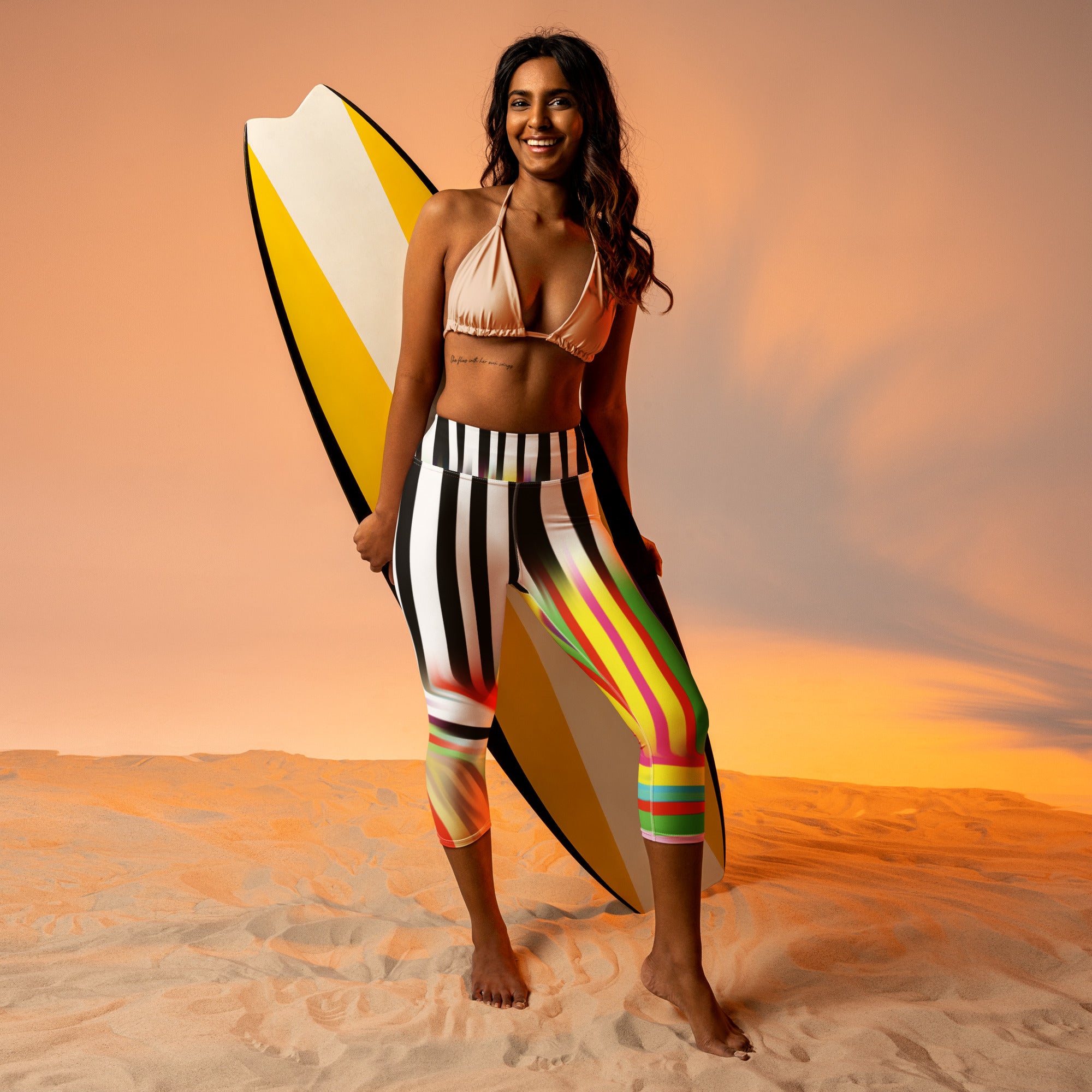 Candy Cane Yoga Capri Leggings